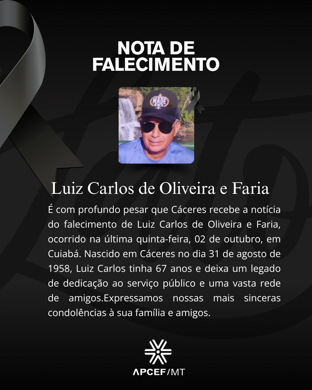 Post para Instagram Nota de Falecimento corporativo moderno preto e branco.png